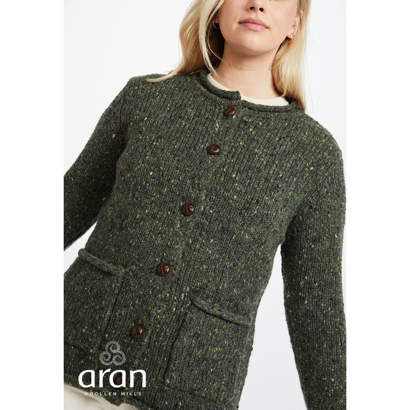 Donegal Tweed Ladies Cardigan Green